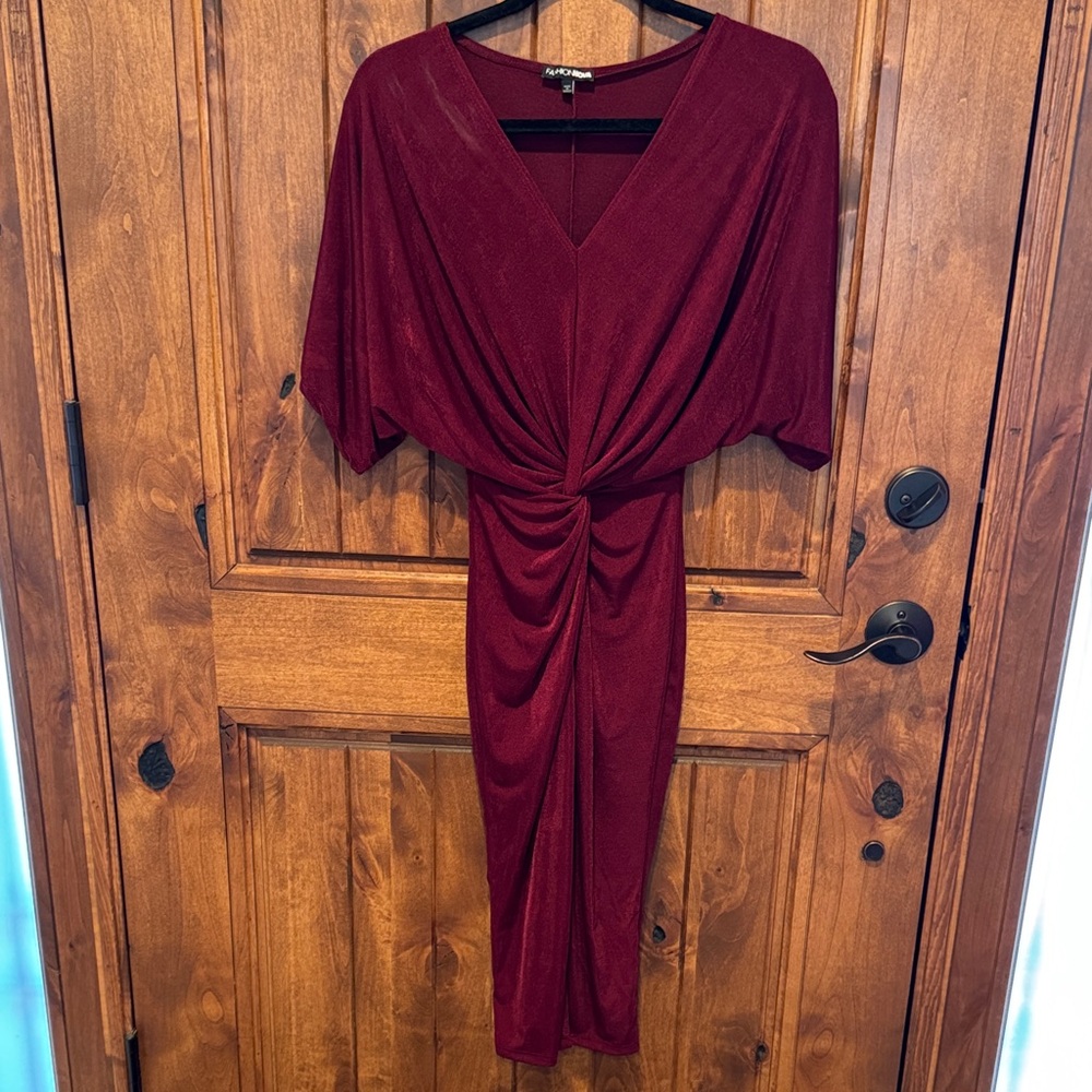 Fashion Nova Deep Red Midi Dress